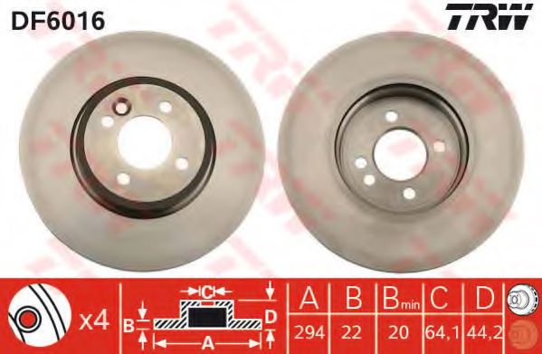 TRW DF6016 Brake Disc
